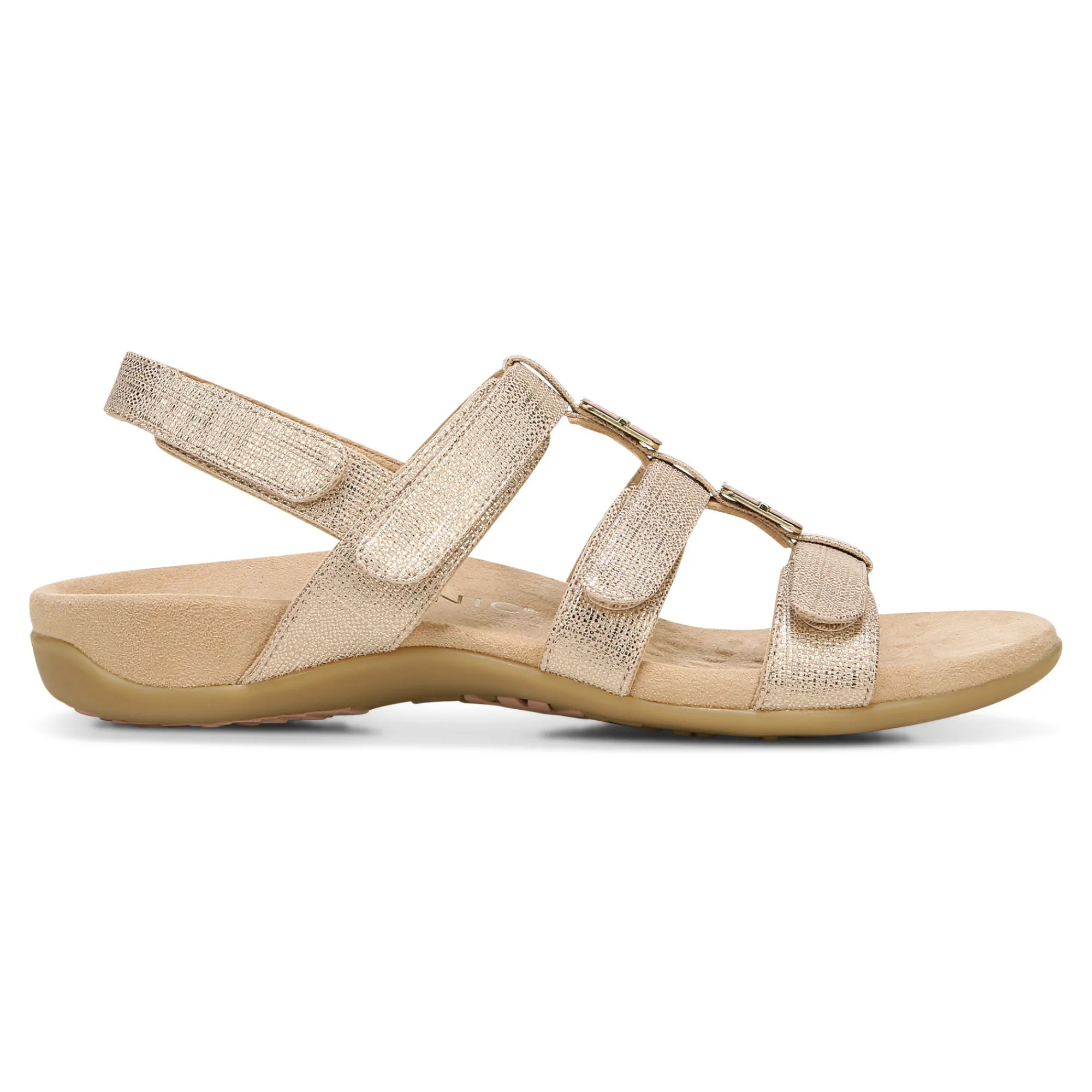Outlet Vionic Amber Adjustable Sandal (Wide) Black Croco|Black Metallic|Black Snake|Gold Cork