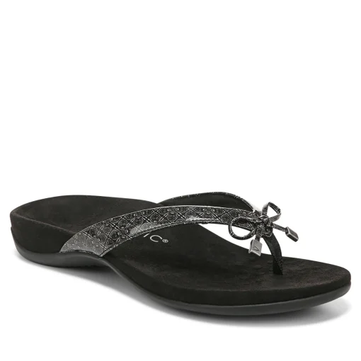 Sale Vionic Bella Toe-Post Sandal Black Patent|Black Print|Gold Cork|Marmalade
