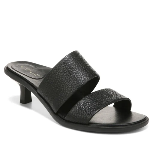 Outlet Vionic Ivelle Kitten Heel Black Tumbled Leather|Macaroon